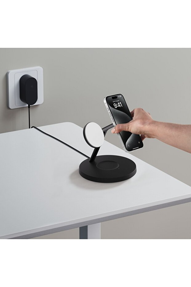BoostCharge Pro Qi2 (15 W) 3'ü 1 arada Kablosuz Şarj İstasyonu WIZ032KQBK - 5