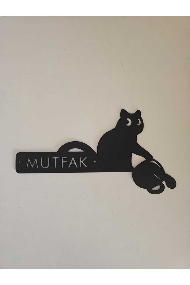 Kedi Detaylı Kapı üstü süsü 17x9 cm Kapı Üstü Yapışkanlı Dekoratif Süs - 3
