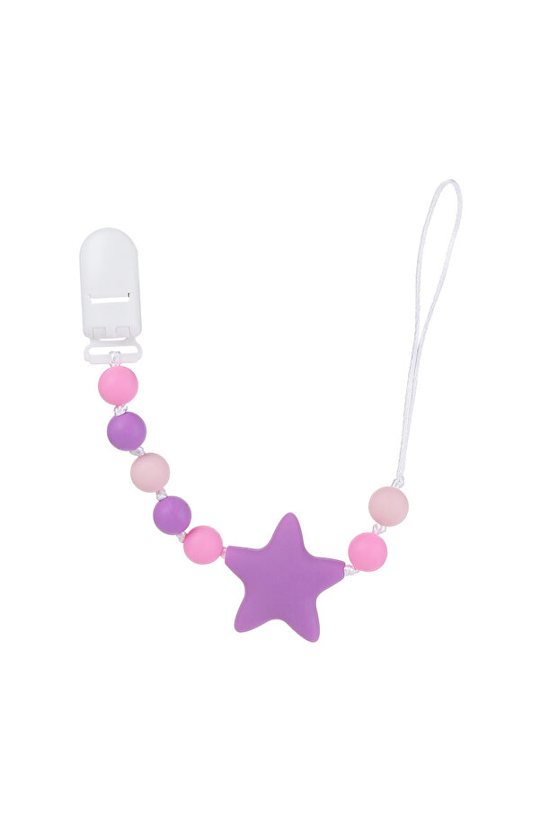 - Subtle Star And Beads Pacifier Clips Purple