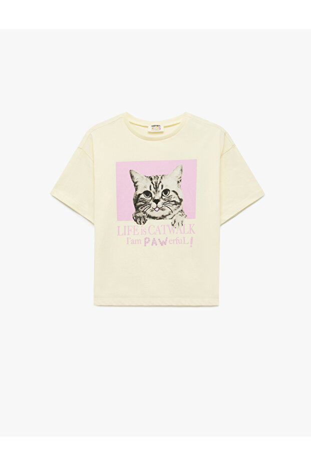 Cotton Short Sleeve Crew Neck Printed T-Shirt