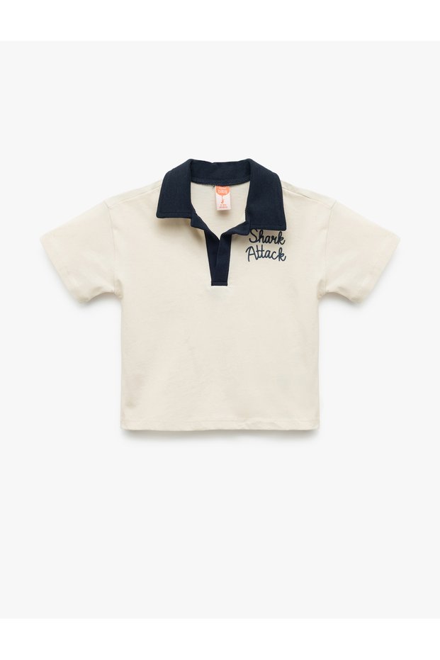 Cotton Printed Short Sleeve Polo Neck T-Shirt