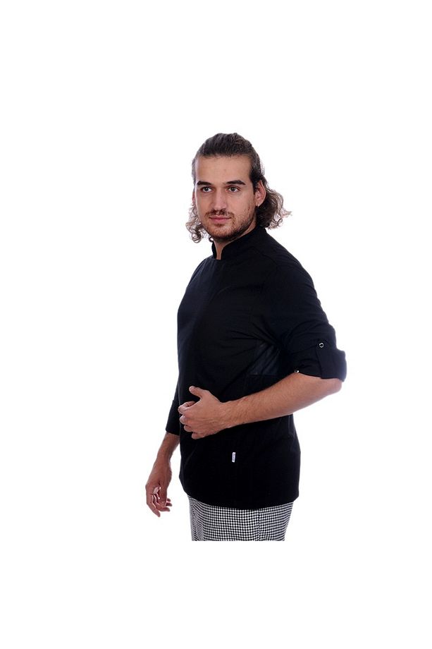 Unisex Aşçı Ceket Koltuk Altı Fileli Siyah - 4