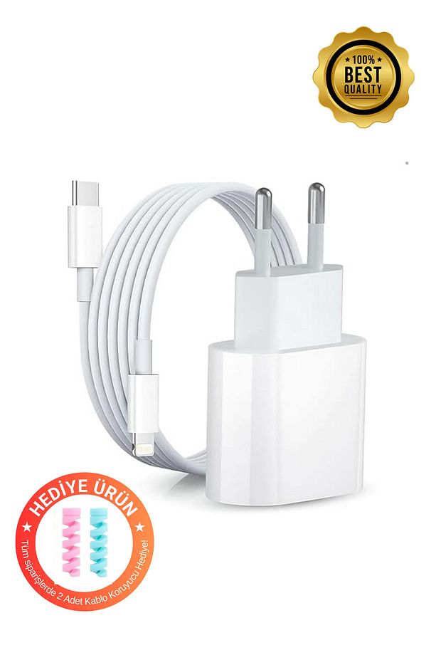 Iphone Tüm Cihazlar Ile Uyumlu Hızlı Şarj Seti Adaptör(TYPE-C) Şarj Kablosu (TYPE-C/LİGTNİNG)w - 1