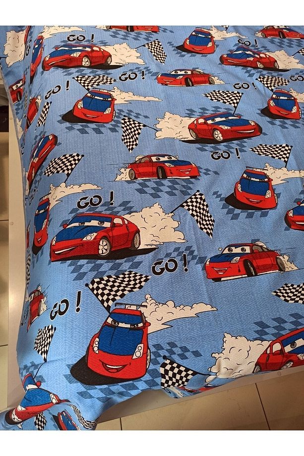 Erkek Çocuk Arabalı Go Car Desen 150x240 Cm. Tek Kişilik Tek Pike - Mavi - 2