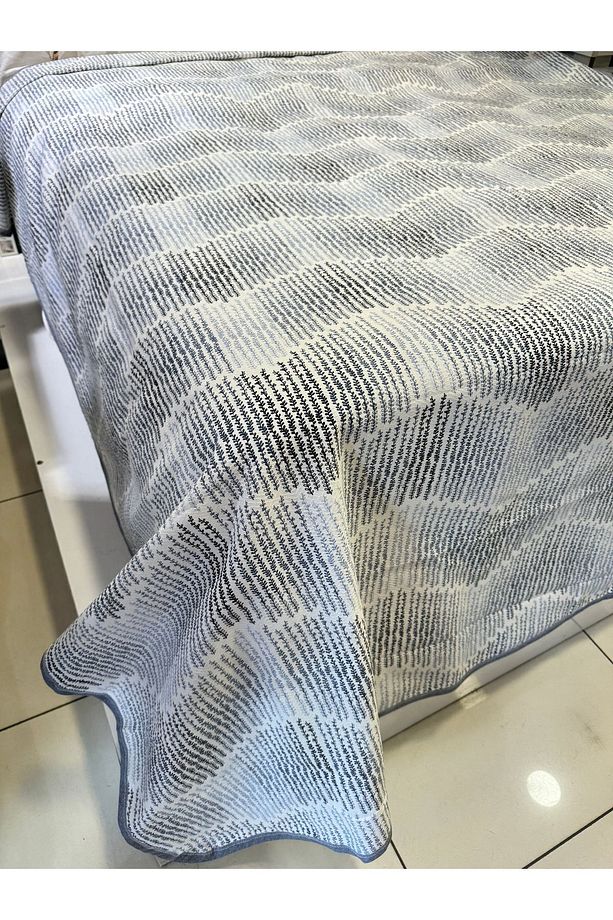 Delta Desen Baskılı 150x240 Cm. Tek Kişilik Tek Pike - Mavi - 2