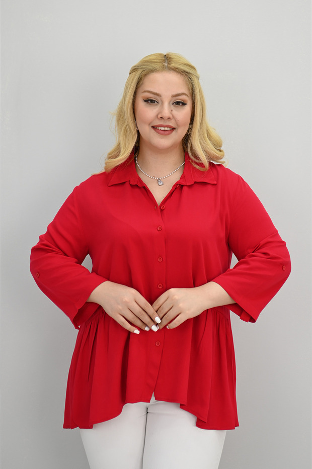 Women's Large Size Ruffle Detailed Shirt 1720-25-1