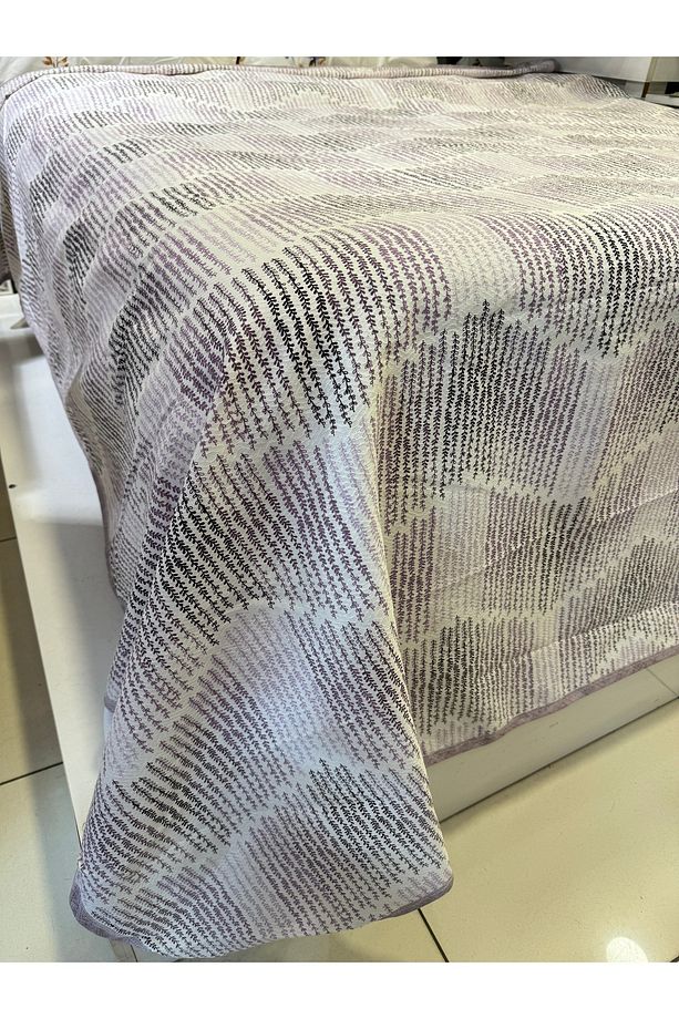 Delta Desen Baskılı 200x240 Cm. Çift Kişilik (BATTAL) Tek Pike - Lila - 5