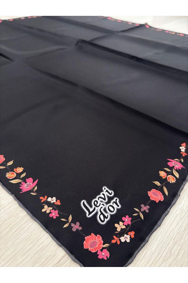 Çiçek Desenli Ipek Twill Eşarp 4196 - 2