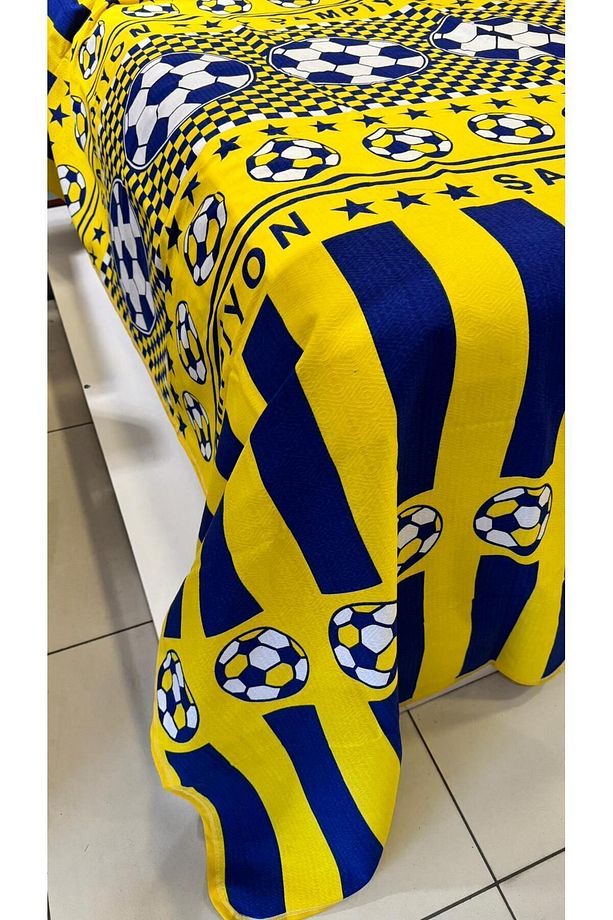 Taraftar Desen 150x240 Cm. Tek Kişilik Tek Pike - Sarı - Lacivert - 3