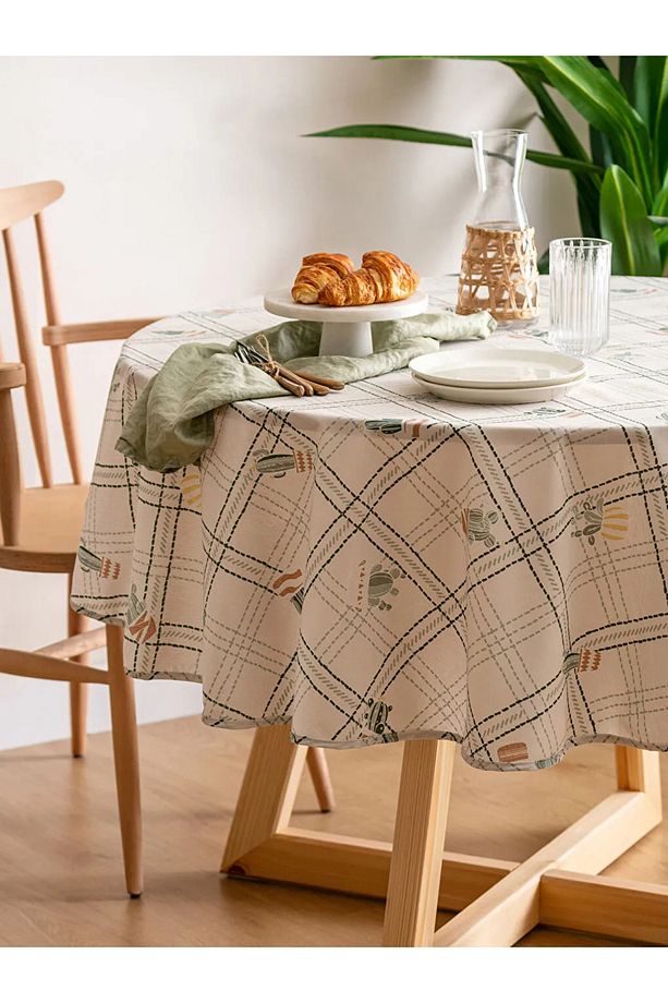 LCW HOME Karişik Kaktüs Desenli Masa Örtüsü 150x150 cm - 1