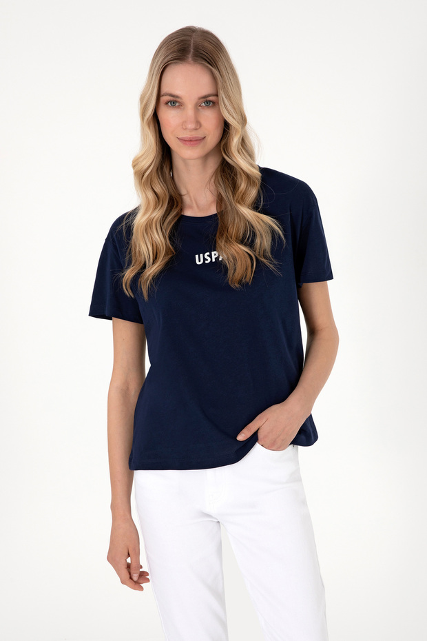Women's Navy Blue Crew Neck T-Shirt 50305824-Vr033