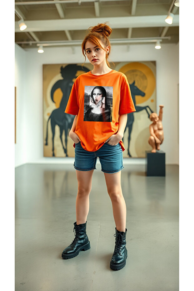 تيشيرت بتصميم مطبوع الموناليزا