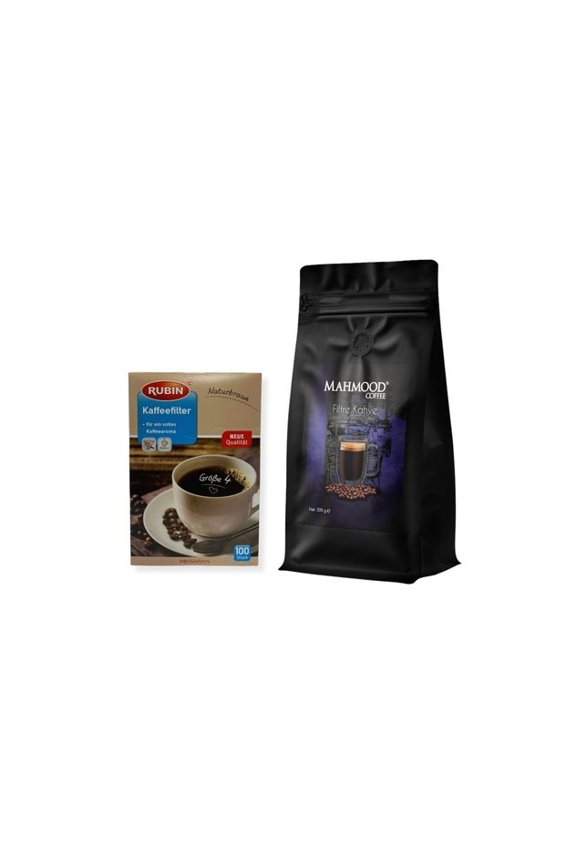 Coffee Filter Coffee 500 Gr and Rubin Large Size Coffee Filter Natural Paper Number 4 100 Pack