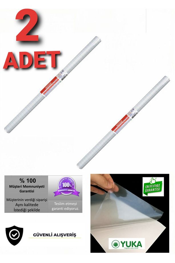 2 ADET Yapışkanlı Rulo Asetat 45cmx2m Şeffaf (2 RULO) - 1
