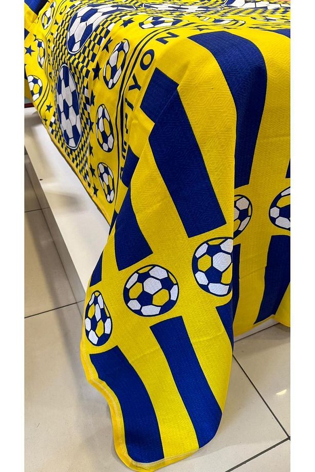 Taraftar Desen 150x240 Cm. Tek Kişilik Tek Pike - Sarı - Lacivert - 1