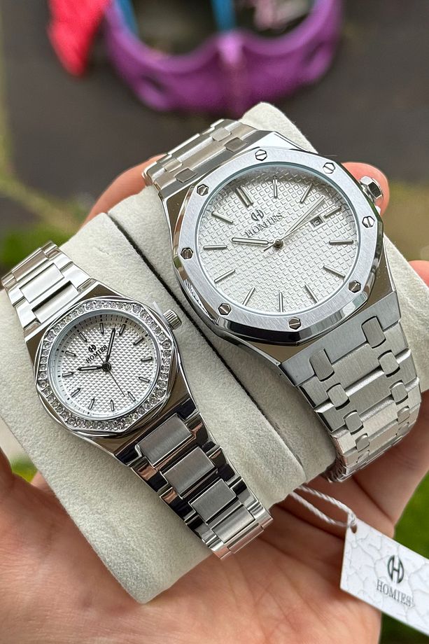 SEVGİLİLER İÇİN ÇİFT SAATİ HEDİYELİK KUTUSU VE BİLEKLİK HEDİYELİ HMSGLM09876S - 2