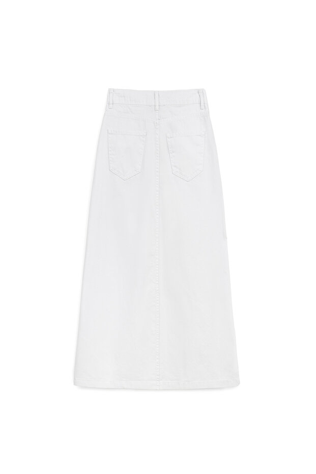 Fustă Lungă Bell Denim Albă - 2