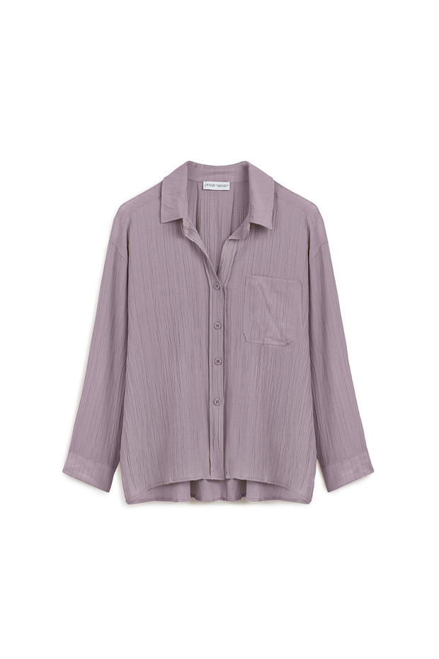 Basic Gofre Gömlek Gül Kurusu - 1