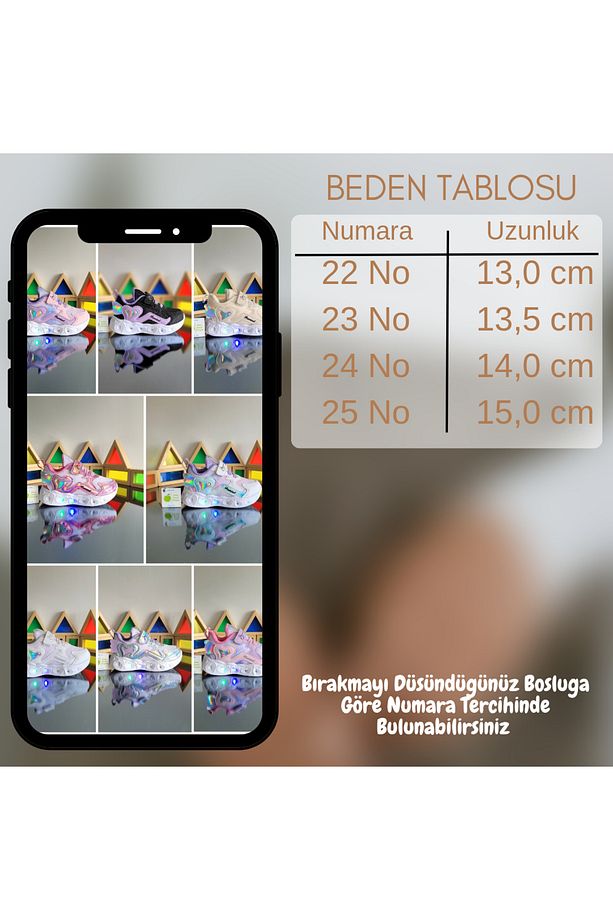Anatomik Memory Foam Tabanlıklı Hafif Rahat Yumuşak Kız Çocuk Hologram Günlük Sneaker Spor Ayakkabı - 7