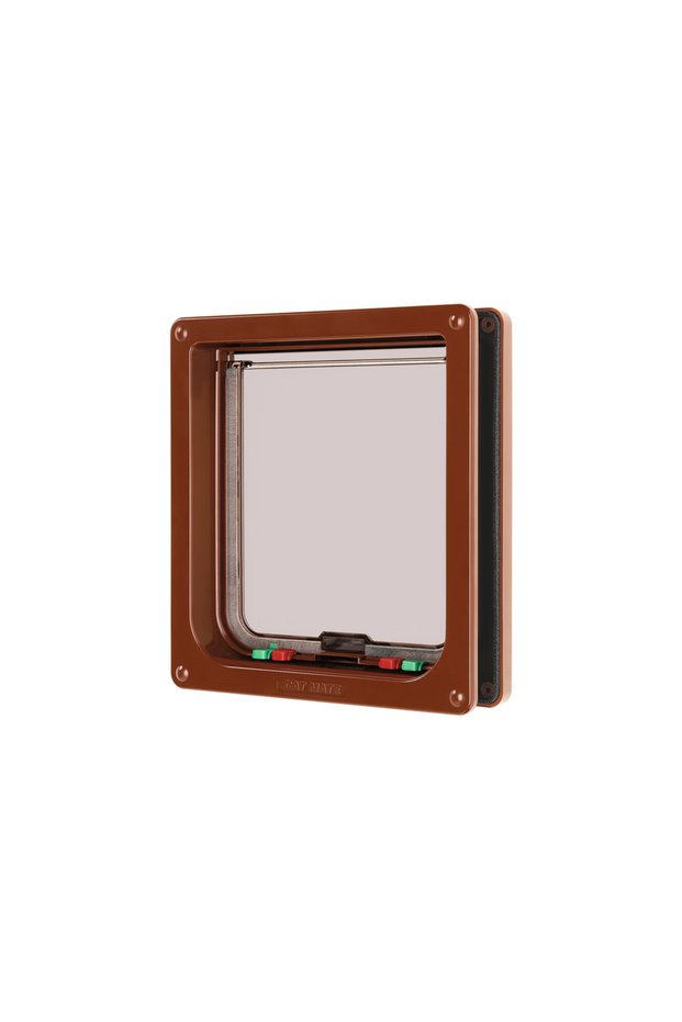 Catmate Cat Door, Large, Reversible, 4 Functions, Brown, 23.5X25.2Cm