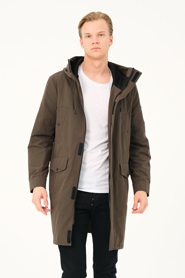 ЧОЛОВІЧИЙ ПАЛЬТО Довге чоловіче пальто з капюшоном - 4