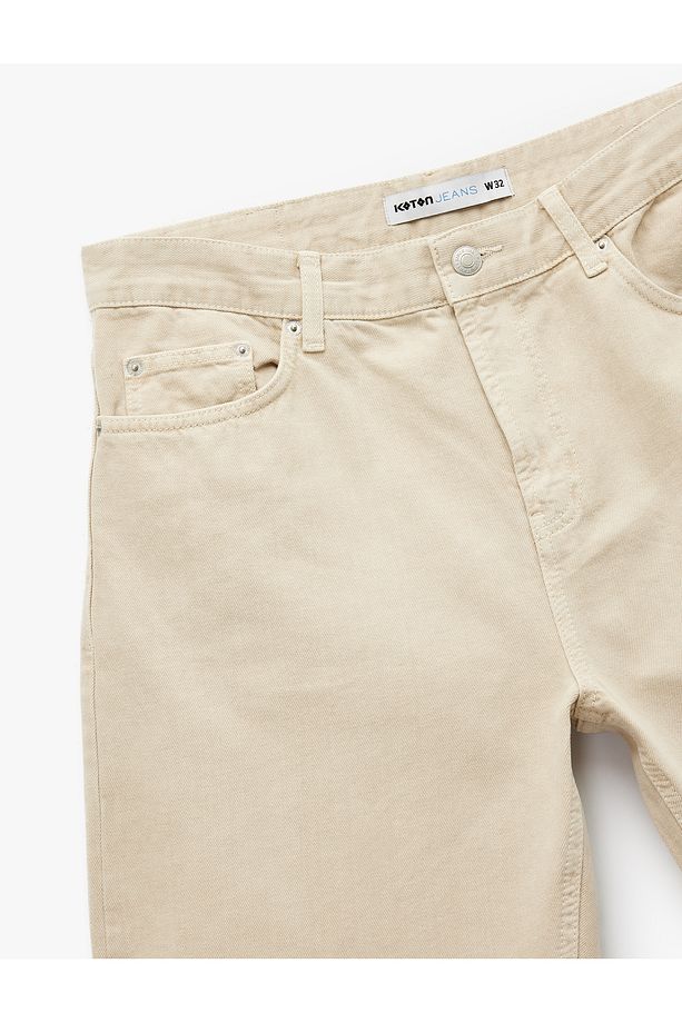 Normal Bel Pamuklu Cep Detaylı Bermuda Loose Fit Jean Şort - 7