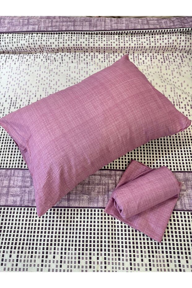 Lilac Single Section Patterned Sheet and Pique Set - Elastic - 3