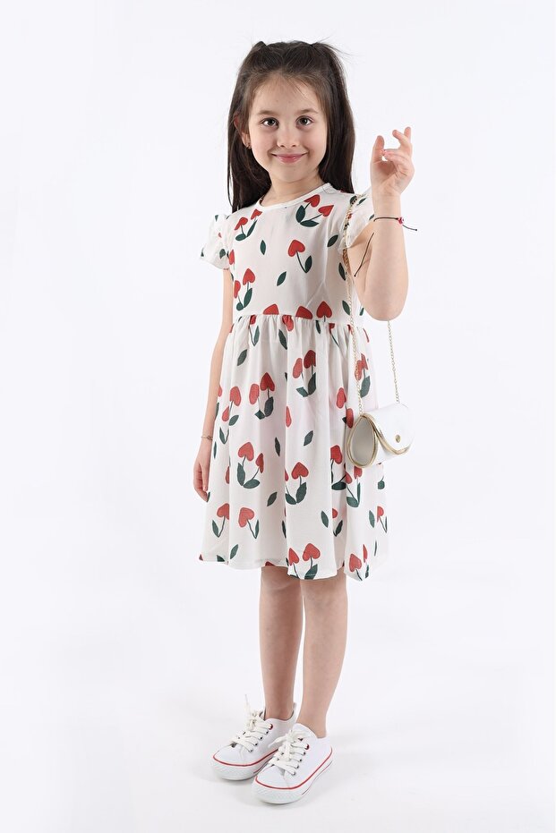 Girl's Dress and Gift Bag Set - Cherry Printed