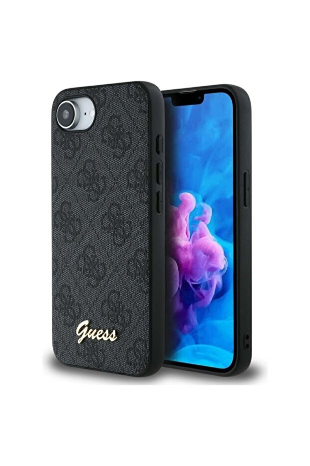 Case for iPhone 16e, Guess, Hardcase 4G Script Logo, Black - 1