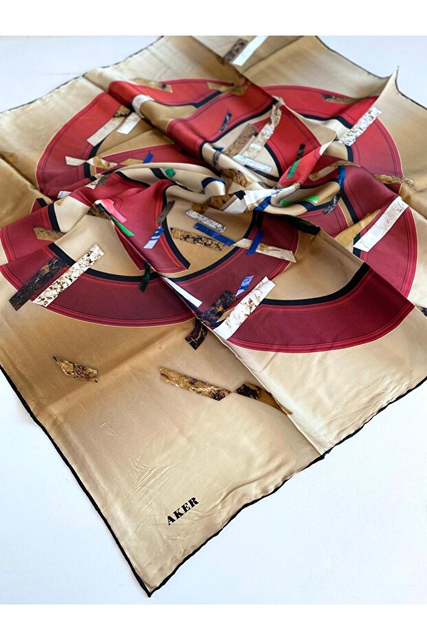 Sura Silk Scarf 8568701 - 313 47535 Mustard Yellow Mixed Pattern