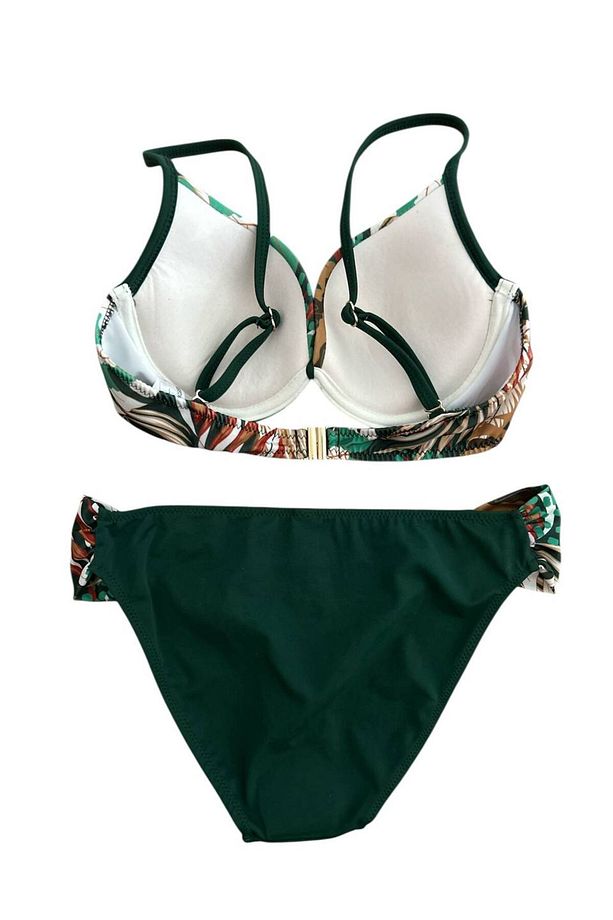 Drapeli Yaprak Desen Bikini Takım Swimwear - 2