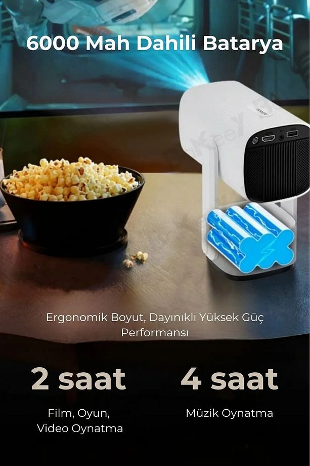 K2 Şarjlı Projeksiyon Cihazı Android Bluetooth Ev Sineması Projektör - 5