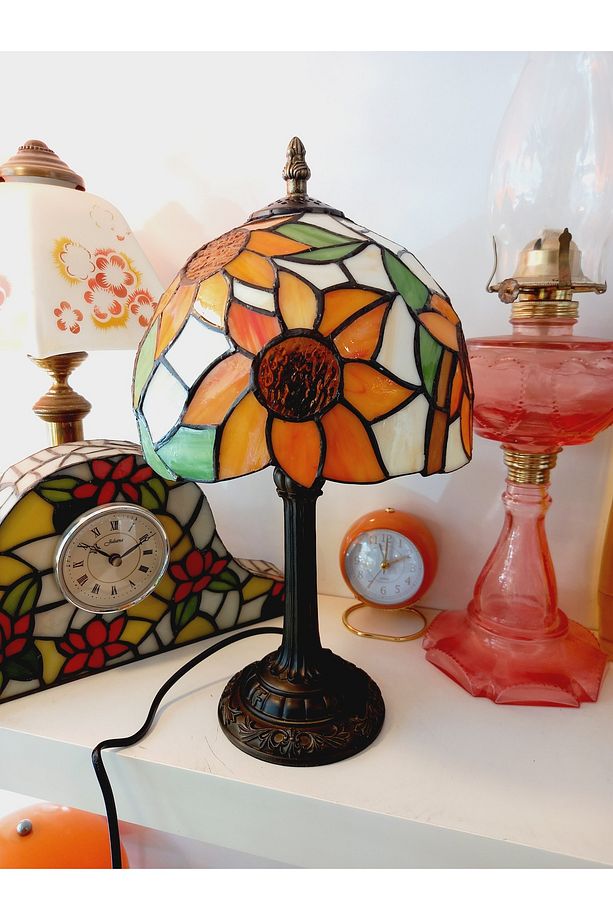 Vitray Abajur Masa Lambası Gece Lambası Dekoratif Aydınlatma - 5