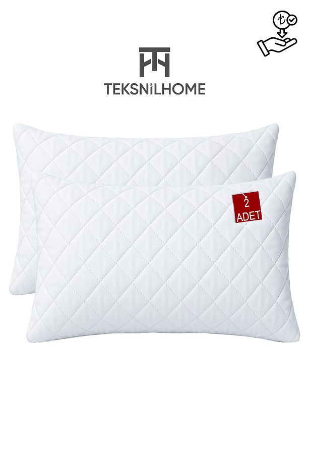2 Adet Ultrasonik Kapitoneli Fermuarlı Yastık Koruyucu Alez 50x70 cm - 1