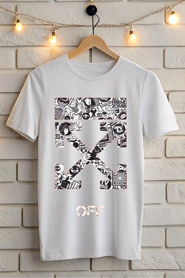 OFF Τυπωμένο Unisex Μπλουζάκι Oversize Oversize - 1