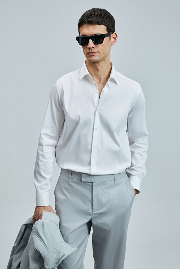 111010635 Farem Men's Basic Shirt Regular Fit Men's Shirt White - 4