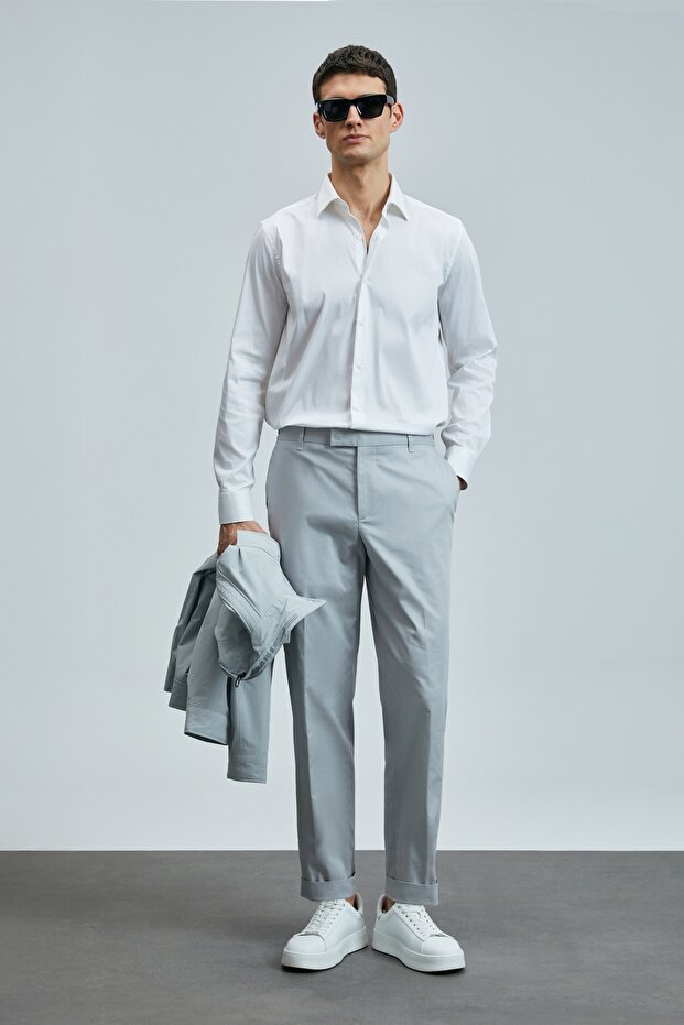 111010635 Farem Men's Basic Shirt Regular Fit Men's Shirt White - 3