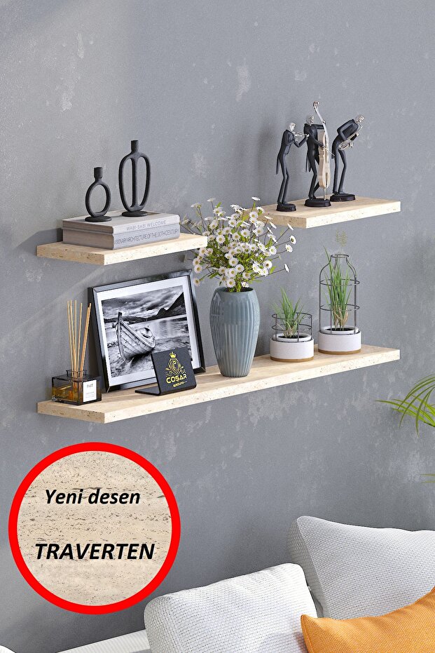 3lü İskandinav Tarzı Bohem Duvar Rafı Gizli Baglantı Kendi Tasarımını Kendin Yap - 1