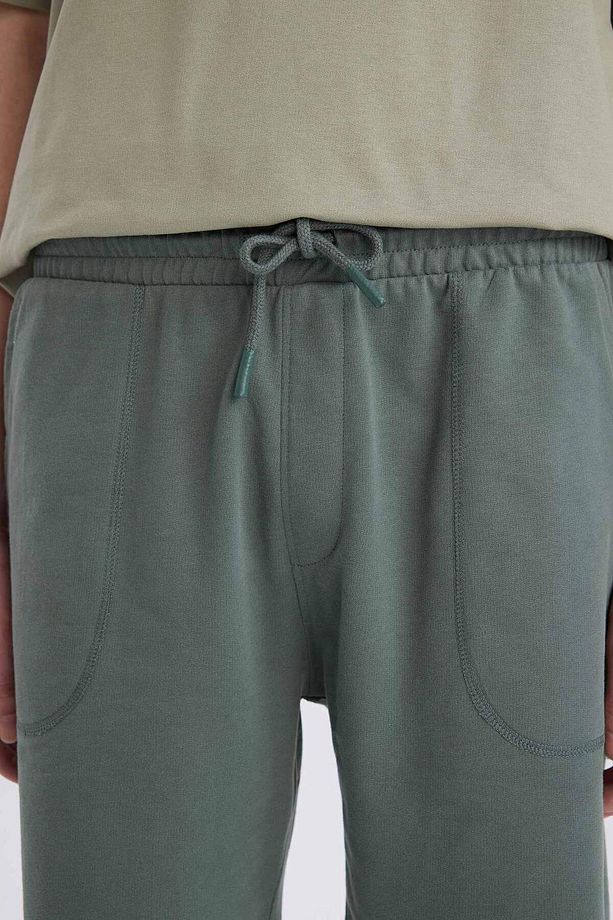 %100 Pamuk Slim Fit Dar Kesim Dar Paça Cepli Basic Düz Şort B8673AX25SM - 5