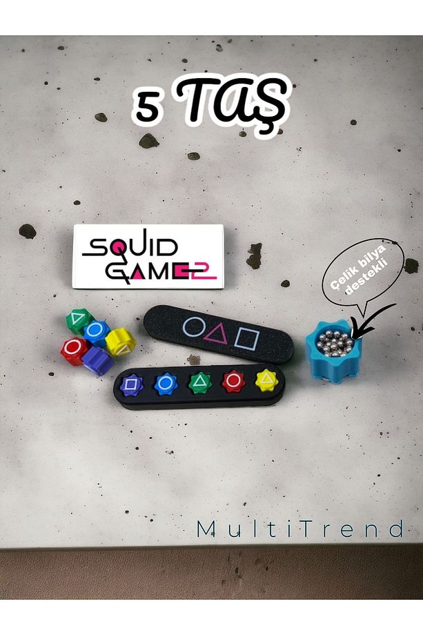 Squid Game Beş Taş Oyun Seti Kutulu Ve Taş Devirme Oyunu Ikisi Bir Arada - 1
