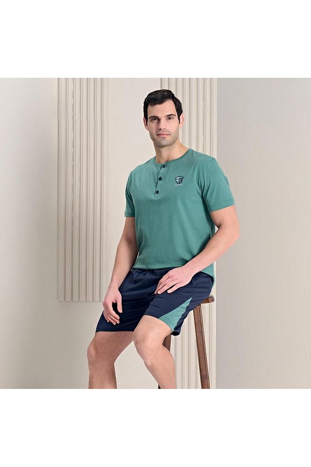 Over Sleep 1779 Erkek Yazlık Süprem Şortlu Kısa Kol Pijama Takım - 1
