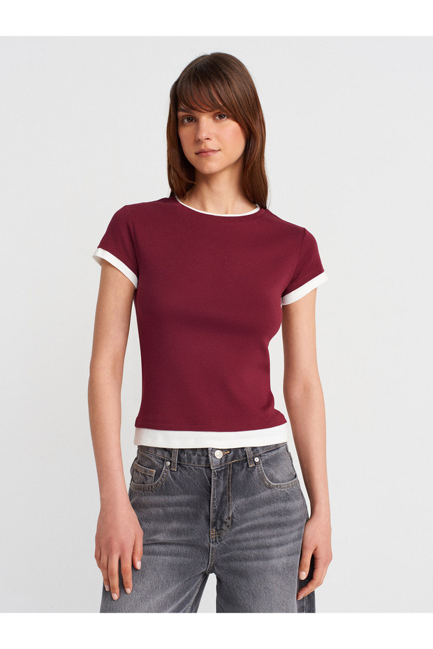 31859 100% Cotton Couple Look T-Shirt-Light Burgundy