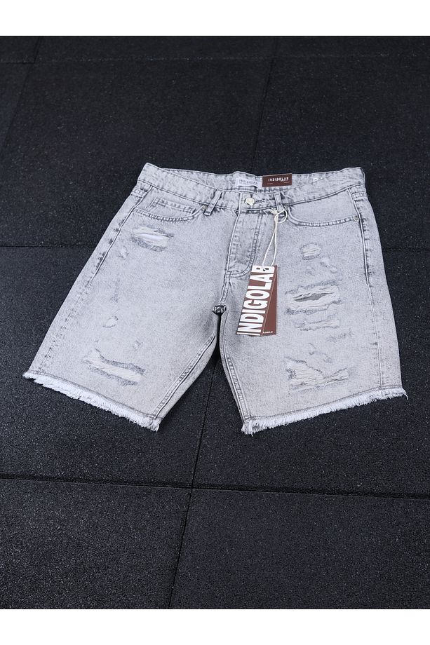 Erkek Gri Baggy Denim Şort - 2