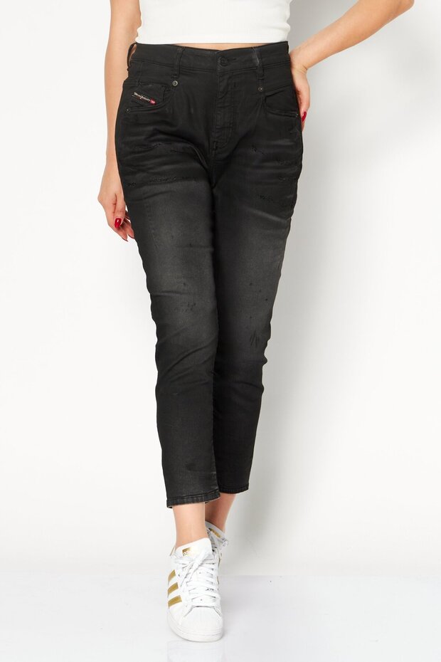 Women Regular Fit Washed Denim Jeans, Black