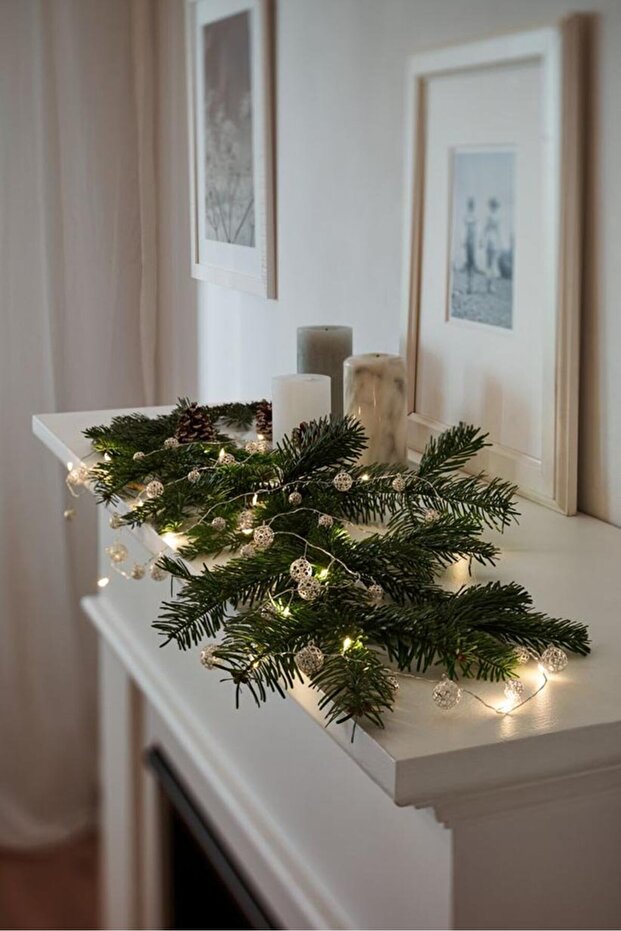 سلسلة إضاءة كروية LED، فضية - 1