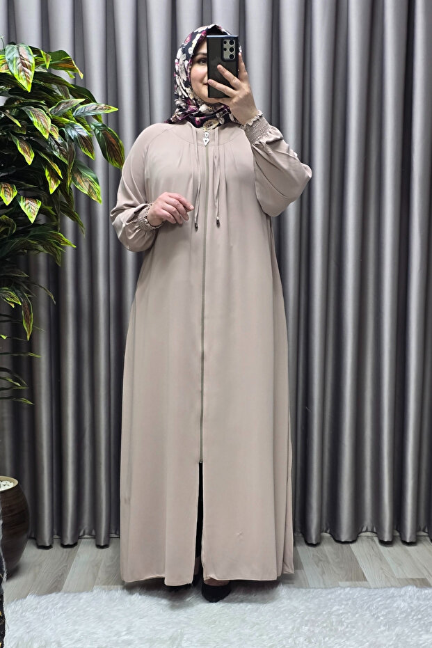 Women's Hijab Clothing Large Size Crepe Ferace with Nur Robe