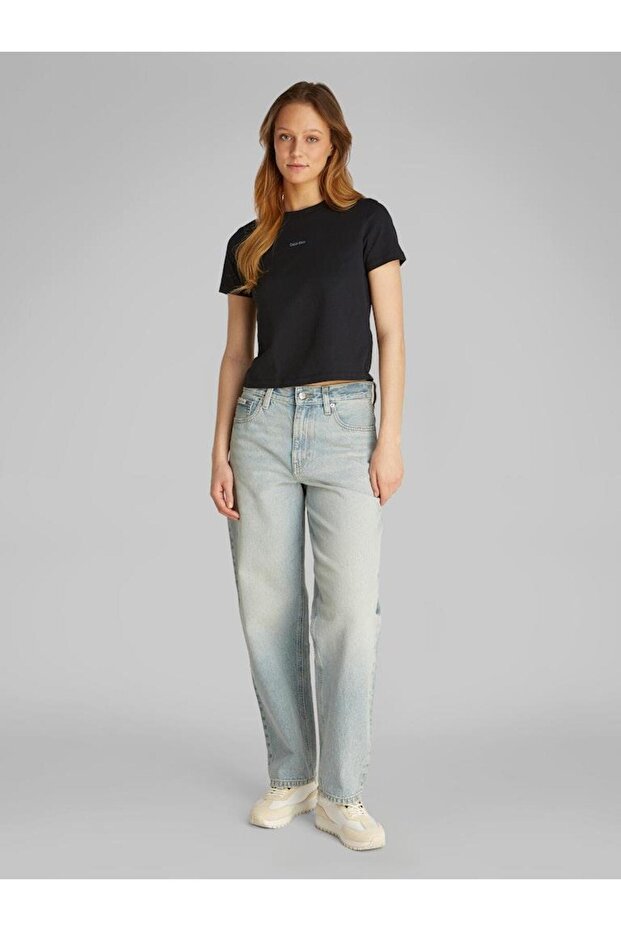 Kadın Siyah Kısa Kollu Tişört - 2