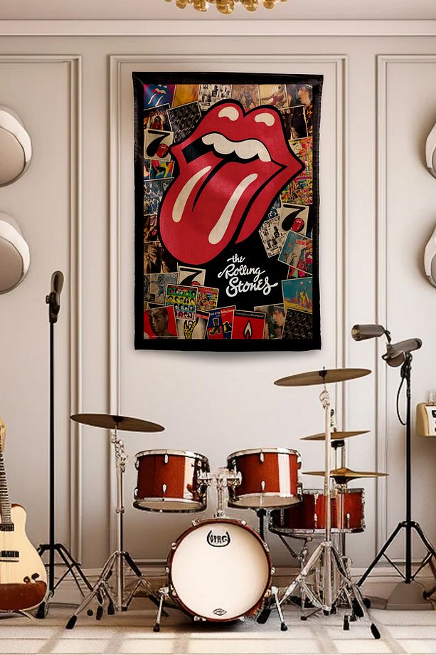 The Rolling Stones Duvar Örtüsü Duvar Halısı Birinci Kalite Kumaş - 1