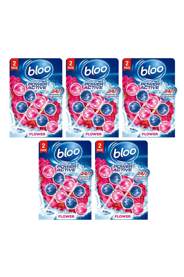 Power Active Balls Flowers Twin 2x50g – PACK of 5 | Floral Fragrance Toilet Rim Block