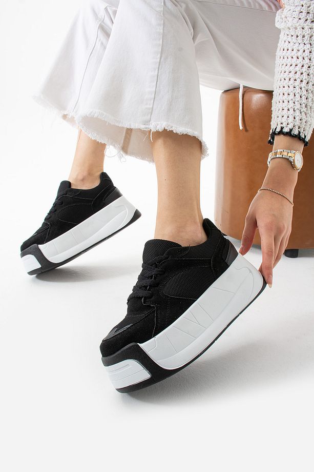 Kadın Yüksek Dolgu Platform Taban Air Mesh Örme Memory Foam İç Taban Sneaker Spor Ayakkabı - 2